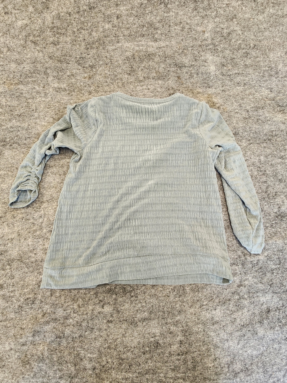 Simply Vera Vera Wang Sage Crinkle Texture Ruched Sleeve Top L